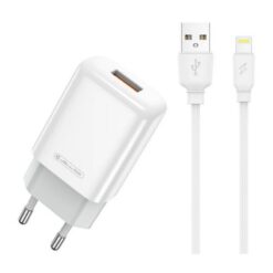 Laadija Jellico EU01 2.4A USB-A + USB-A to Lightning cable 1.0m valge