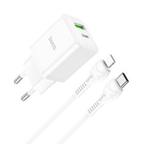 Laadija Hoco N28 20W USB-C/USB-A + USB-C to Lightning cable 1.0m valge