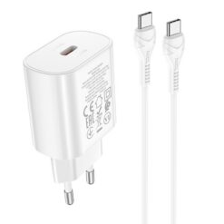 Laadija Hoco N22 25W USB-C + USB-C to USB-C cable 1.0m valge