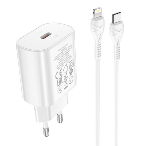 Laadija Hoco N22 25W USB-C + USB-C to Lightning cable 1.0m valge