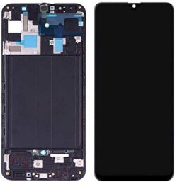 LCD ekraan Samsung A505 A50 puuteekraani ja raamiga black OLED (real size)