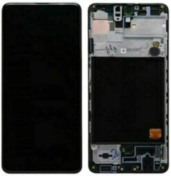 LCD ekraan Samsung A515 A51 puuteekraani ja raamiga black OLED (real size)