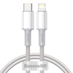 USB kaabel Baseus High Density Braided PD20W Type-C to Lightning 1.0m valge CATLGD-02