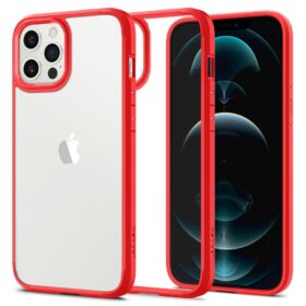 Kaitseümbris Ultra Hybrid, Apple iPhone 12 / 12 Pro, punane / läbipaistev, Spigen