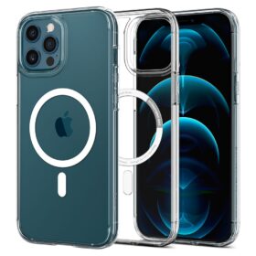Kaitseümbris Ultra Hybrid MagFit, Apple iPhone 12 / 12 Pro, läbipaistev valge MagSafe ringiga, Spigen