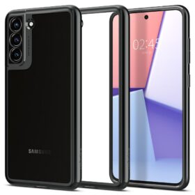 Kaitseümbris Optik Crystal, Samsung Galaxy S21 FE 5G, tagakaamera kaitsega, läbipaistev / tumehall, Spigen