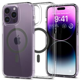 Kaitseümbris Ultra Hybrid MagFit, Apple iPhone 14 Pro Max, läbipaistev tumehalli MagSafe ringiga, Spigen