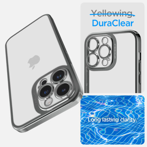 Kaitseümbris Optik Crystal, Apple iPhone 14 Pro Max, tagakaamera kaitsega, läbipaistev tumehalli äärega, Spigen - Image 11