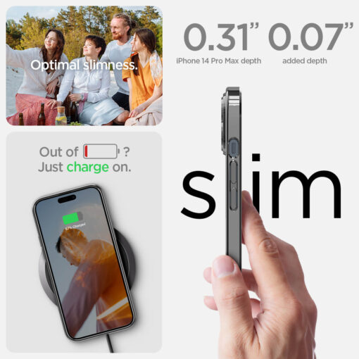 Kaitseümbris Optik Crystal, Apple iPhone 14 Pro Max, tagakaamera kaitsega, läbipaistev tumehalli äärega, Spigen - Image 13