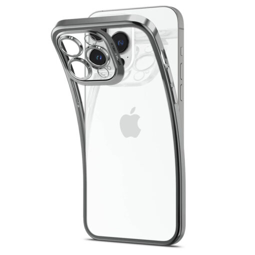 Kaitseümbris Optik Crystal, Apple iPhone 14 Pro Max, tagakaamera kaitsega, läbipaistev tumehalli äärega, Spigen - Image 6