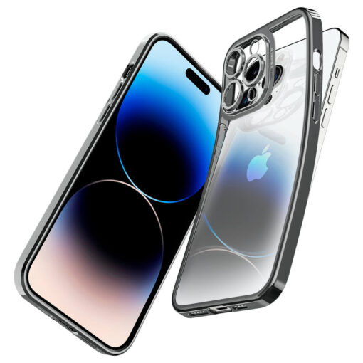 Kaitseümbris Optik Crystal, Apple iPhone 14 Pro Max, tagakaamera kaitsega, läbipaistev tumehalli äärega, Spigen - Image 8