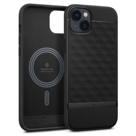Kaitseümbris Caseology Parallax Mag, Apple iPhone 14 Plus, must, MagSafe, Spigen