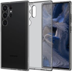 Kaitseümbris Liquid Crystal, Samsung Galaxy S23 Ultra, tume läbipaistev, Spigen