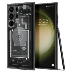 Kaitseümbris Ultra Hybrid Zero One, Samsung Galaxy S23 Ultra, tumehalli äärega, Spigen