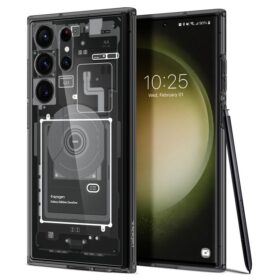 Kaitseümbris Ultra Hybrid Zero One, Samsung Galaxy S23 Ultra, tumehalli äärega, Spigen