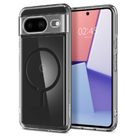 Kaitseümbris Ultra Hybrid OneTap MagFit, Google Pixel 8, läbipaistev musta MagSafe ringiga, Spigen