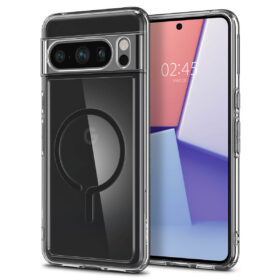 Kaitseümbris Ultra Hybrid OneTap MagFit, Google Pixel 8 Pro, läbipaistev musta MagSafe ringiga, Spigen
