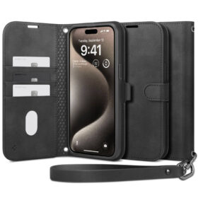Kaitseümbris kaanega Wallet S Pro, Apple iPhone 15 Pro Max, must, Spigen