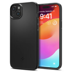 Kaitseümbris Thin Fit, Apple iPhone 15, must, õhuke, Spigen