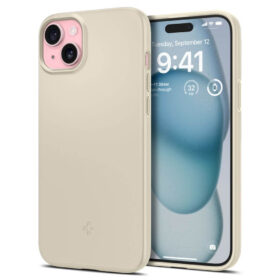 Kaitseümbris Thin Fit, Apple iPhone 15, beež, õhuke, Spigen