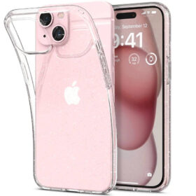 Kaitseümbris Liquid Crystal Glitter, Apple iPhone 15, läbipaistev sädelusega, Spigen