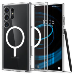 Kaitseümbris Ultra Hybrid OneTap Ring, Samsung Galaxy S24 Ultra, läbipaistev valge MagSafe ringiga, Spigen