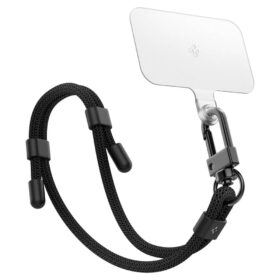 Käepael Wrist Strap + kinnitusaas telefoniümbrisele, must, Spigen