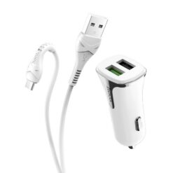 Autolaadija Hoco Z31 Quick Charge 3.0 (3.4A) koos 2 USB pistikuga + microUSB valge