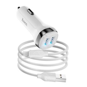 Autolaadija Hoco Z40 Superior Dual Port + MicroUSB valge