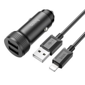 Autolaadija Hoco Z49 2xUSB-A + Lightning must
