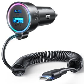 Autolaadija Joyroom JR-CL07 3-in-1 USB/Type-C 55W + Type-C 1.5m must