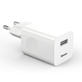 Toalaadija adapter USB juhtmele, 24W, QC3.0 (Quick Charge 3.0) kiirlaadimine, valge, Baseus