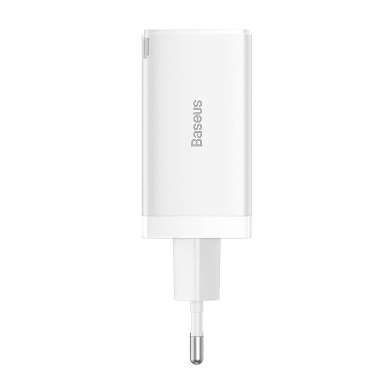 Toalaadija adapter 65W, 2x USB-C + USB juhtmele, valge, GaN5 Pro PD 3.0 kiirlaadimine, komplektis USB-C <-> USB-C kaabel 1m, Baseus - Image 3