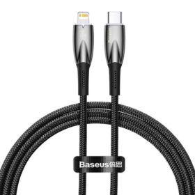 USB-kaabel USB-C <-> Apple iPhone Lightning otsik, 1m, 20W, must, vastupidav, Baseus