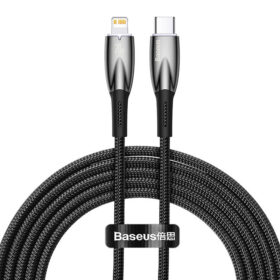 USB-kaabel USB-C <-> Apple iPhone Lightning otsik, 2m, 20W, must, vastupidav, Baseus