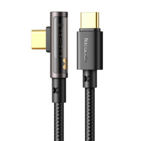 USB-kaabel USB-C otsik <-> USB-C otsik, L-kujuga, 1.2m, 100W, must, Mcdodo