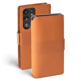 Kaitseümbris kaanega Leather PhoneWallet, Samsung Galaxy S22 Ultra 5G, naturaalsest nahast, konjakipruun, Krusell