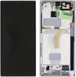 LCD screen Samsung S908 S22 Ultra with touch screen and frame Phantom White original (service pack)