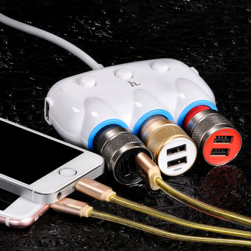 Laadija-rummu auto Hoco C1 koos 2 USB pistikuga ja kolm (3.1A) pistikuga - Image 4
