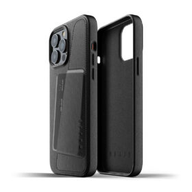 Kaitseümbris kaarditaskuga Apple iPhone 13 Pro Max, naturaalsest nahast, must, Mujjo