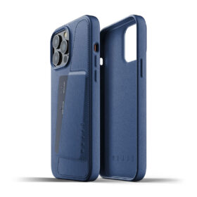 Kaitseümbris kaarditaskuga Apple iPhone 13 Pro Max, naturaalsest nahast, sinine, Mujjo