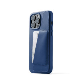 Kaitseümbris kaarditaskuga Apple iPhone 14 Pro Max, sinine, naturaalsest nahast, Mujjo
