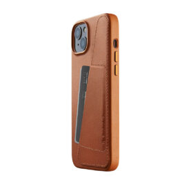 Kaitseümbris kaarditaskuga Apple iPhone 15 Plus / 14 Plus, helepruun, MagSafe, naturaalsest nahast, Mujjo