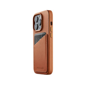 Kaitseümbris kaarditaskuga Apple iPhone 14 Pro, helepruun, MagSafe, naturaalsest nahast, Mujjo