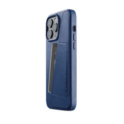 Kaitseümbris kaarditaskuga Apple iPhone 14 Pro Max, sinine, MagSafe, naturaalsest nahast, Mujjo