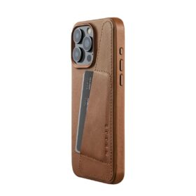Kaitseümbris kaarditaskuga Apple iPhone 15 Pro Max, pruun, MagSafe, naturaalsest nahast, Mujjo