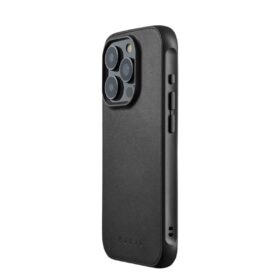 Kaitseümbris Shield Case, Apple iPhone 15 Pro, must, MagSafe, naturaalsest nahast tagaküljega, Mujjo