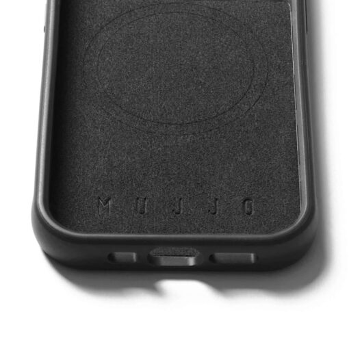 Kaitseümbris Shield Case, Apple iPhone 15 Pro, must, MagSafe, naturaalsest nahast tagaküljega, Mujjo - Image 2