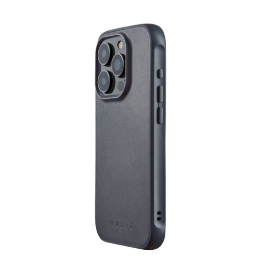 Kaitseümbris Shield Case, Apple iPhone 15 Pro, sinakashall, MagSafe, naturaalsest nahast tagaküljega, Mujjo