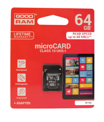Mälukaart Goodram microSD 64Gb UHS I (class 10) + SD adapter